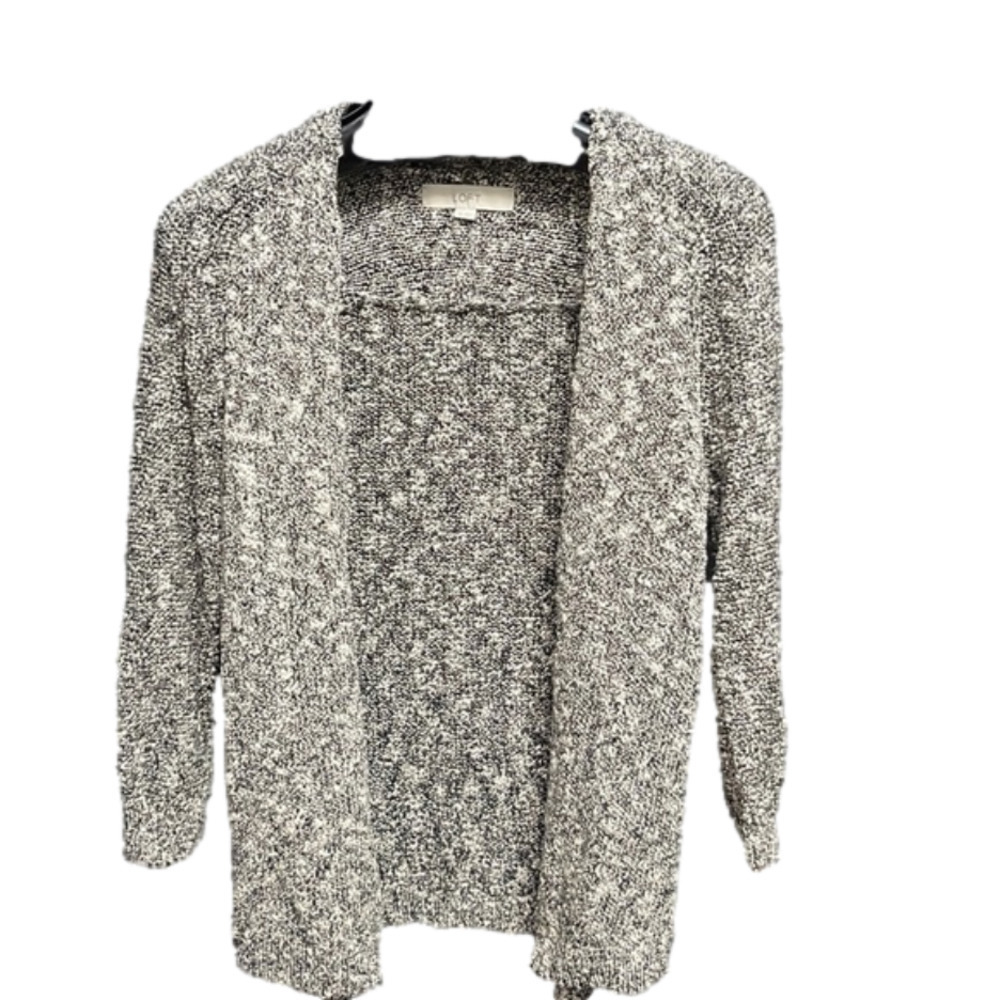 Loft- black and white open front cardigan